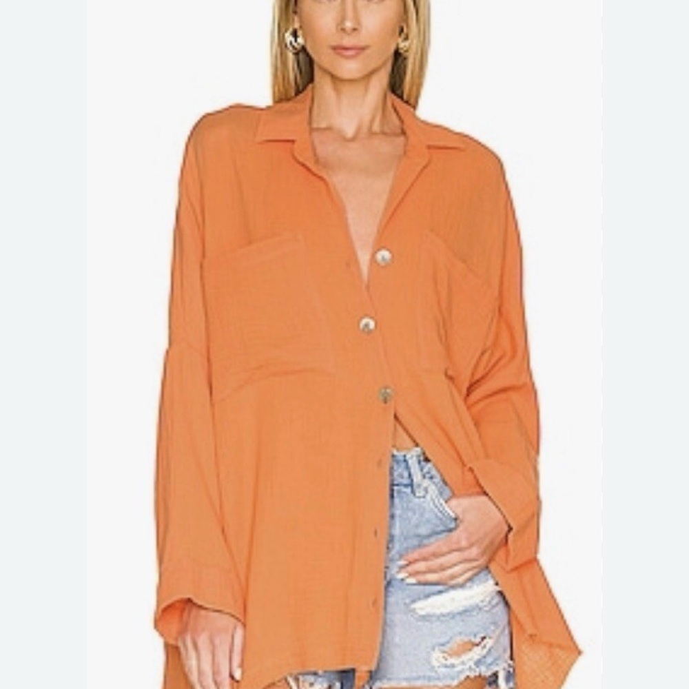 Show Me Your MuMu Vibrant Orange Button-Down Shirt
